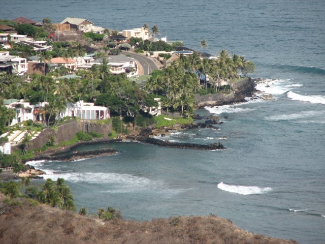 Вид с горы Diamond Head, остров Оаху, Гавайи