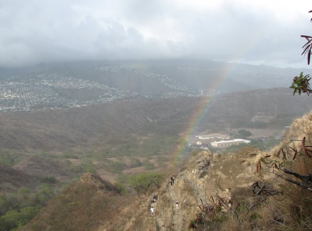 Вид с горы Diamond Head, остров Оаху, Гавайи