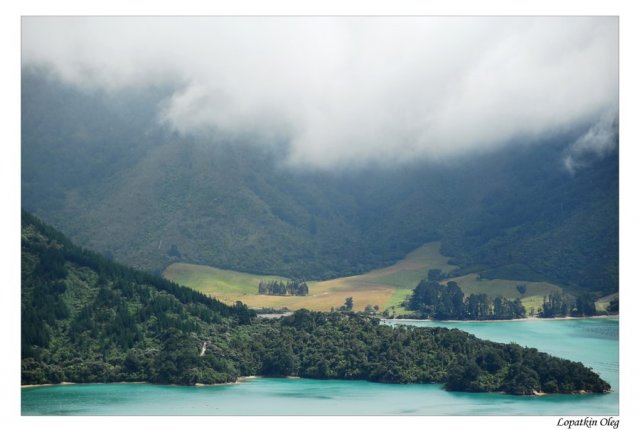 Вид на фиорд Marlborough Sounds с трека Queen Sharlotte